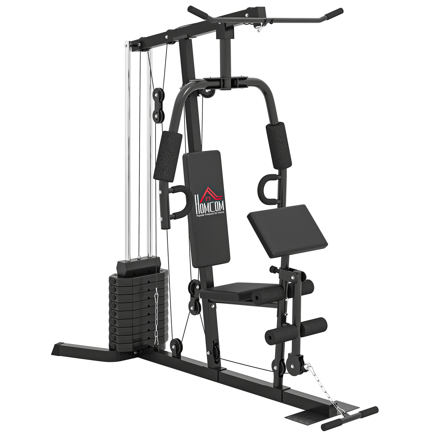 HOMCOM Kraftstation, Fitnessstation mit Latzug- und Butterflystange, Multi-Gym-Krafstation mit 45 kg Gewichte, Multistation Set, Krafttraining  Aosom