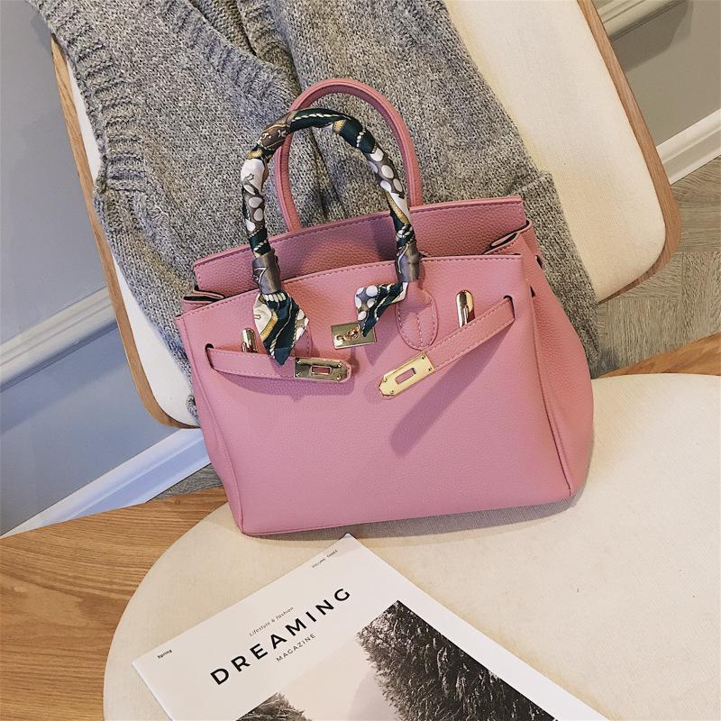 Frauen Taschen Mode Lychee Muster Platin Tasche Hand Schulter Diagonal Weibliche Tasche rosa