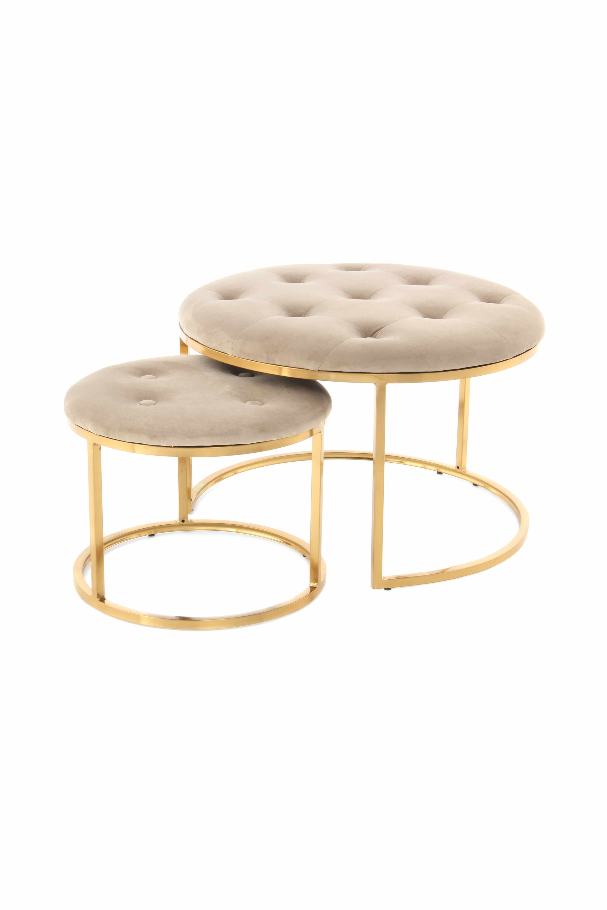 Hocker Becky 825 2er-Set Taupe / Gold
