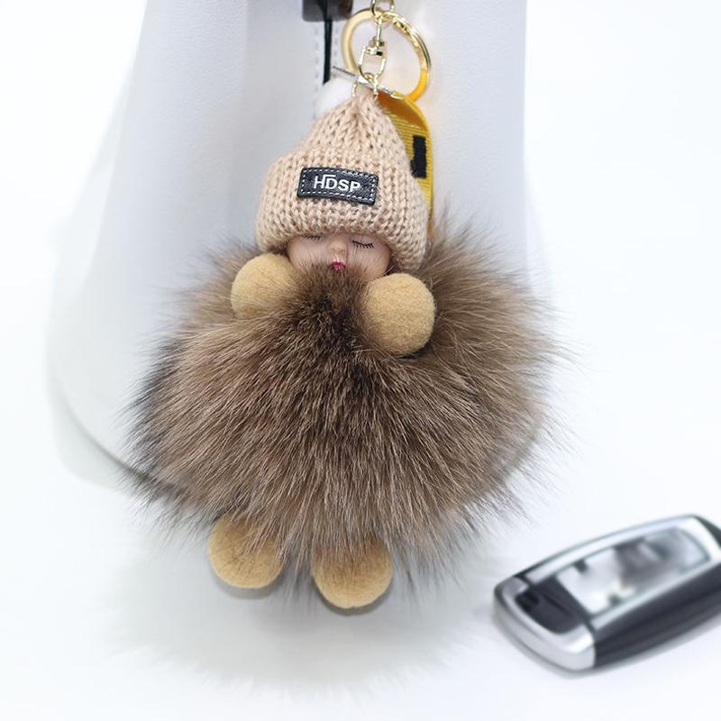 9 CM Schönheit Für Dame Schöne Mädchen Tasche Anhänger Plüsch Puppe Auto Schlüsselanhänger Anhänger beige