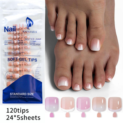 Short Square Wearable Toenail Pieces 120 Pieces In A Bag Retro Simple Gradient Wearable Toenail Pieces