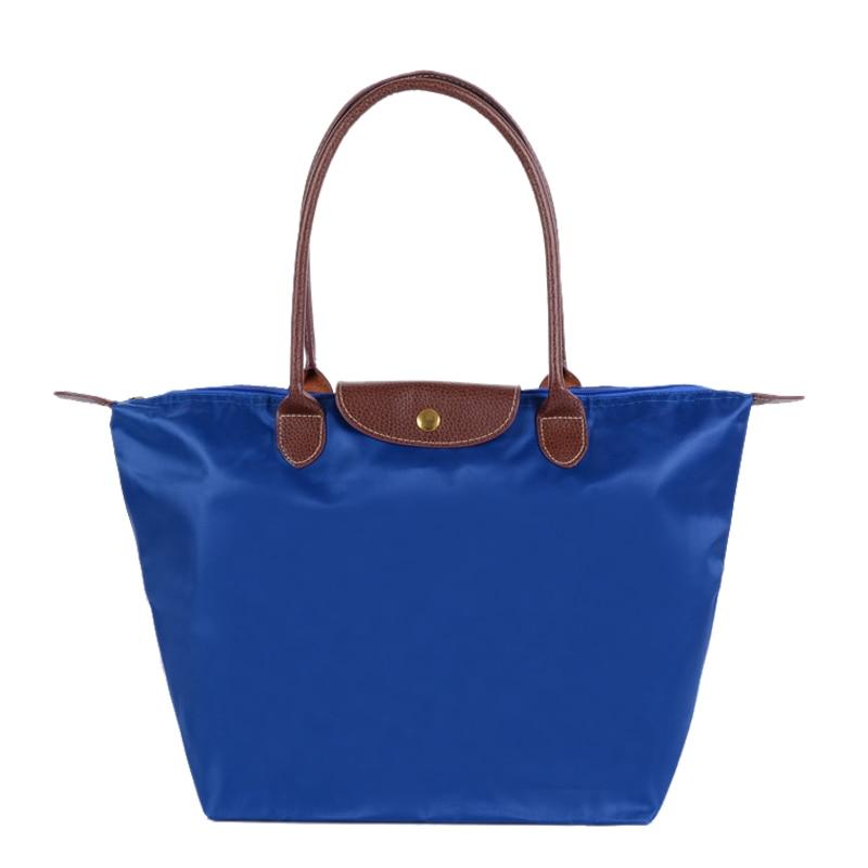 Neue Nylon Strand Tote Tasche Mode Frauen Handtasche Tote Oxford Schulter Taschen Weibliche Wasserdichte Knödel Falten Einkaufstasche 2024 L königsblau