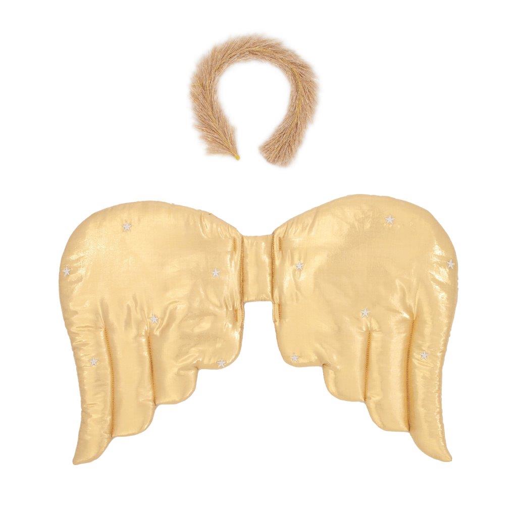 Verkleidungsset Goldene Flügel und Haarkranz