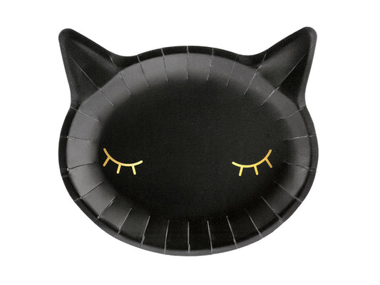 Sleepy Cat Pappteller (schwarz/gold)