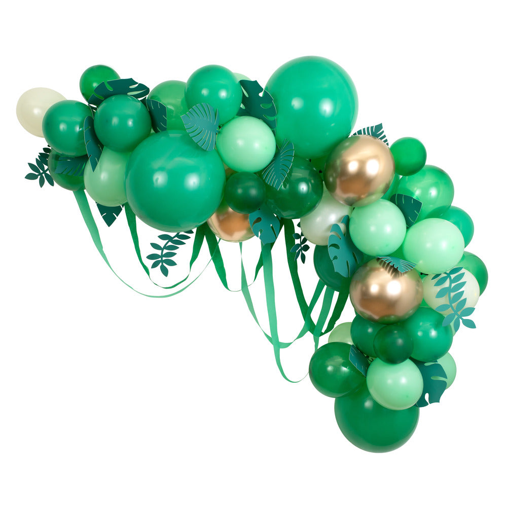 Ballongirlande grün mit Bändern und Blättern