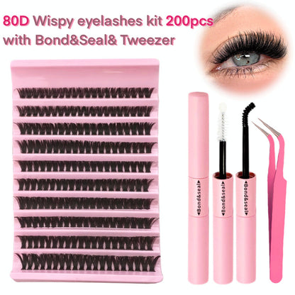 Cross border hot selling 80D eyelashes thick curling 10 rows of large capacity single cluster DIY self grafted segmented false eyelashes