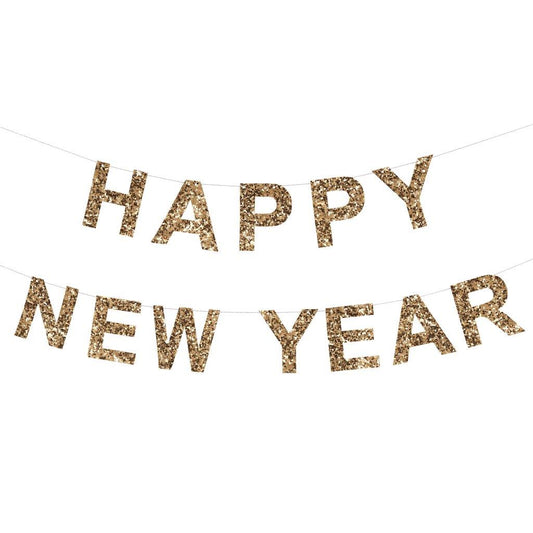 Gold Glitzer Girlande Happy New Year
