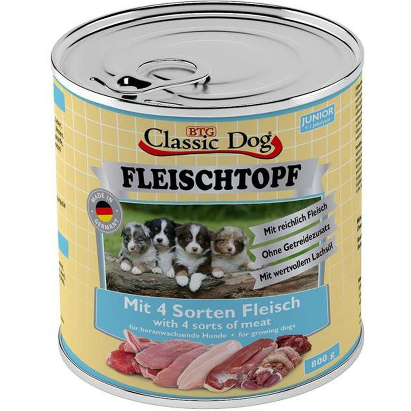 Classic Dog Dose Fleischtopf Junior Mit 4 Sorten Fleisch 6x800g