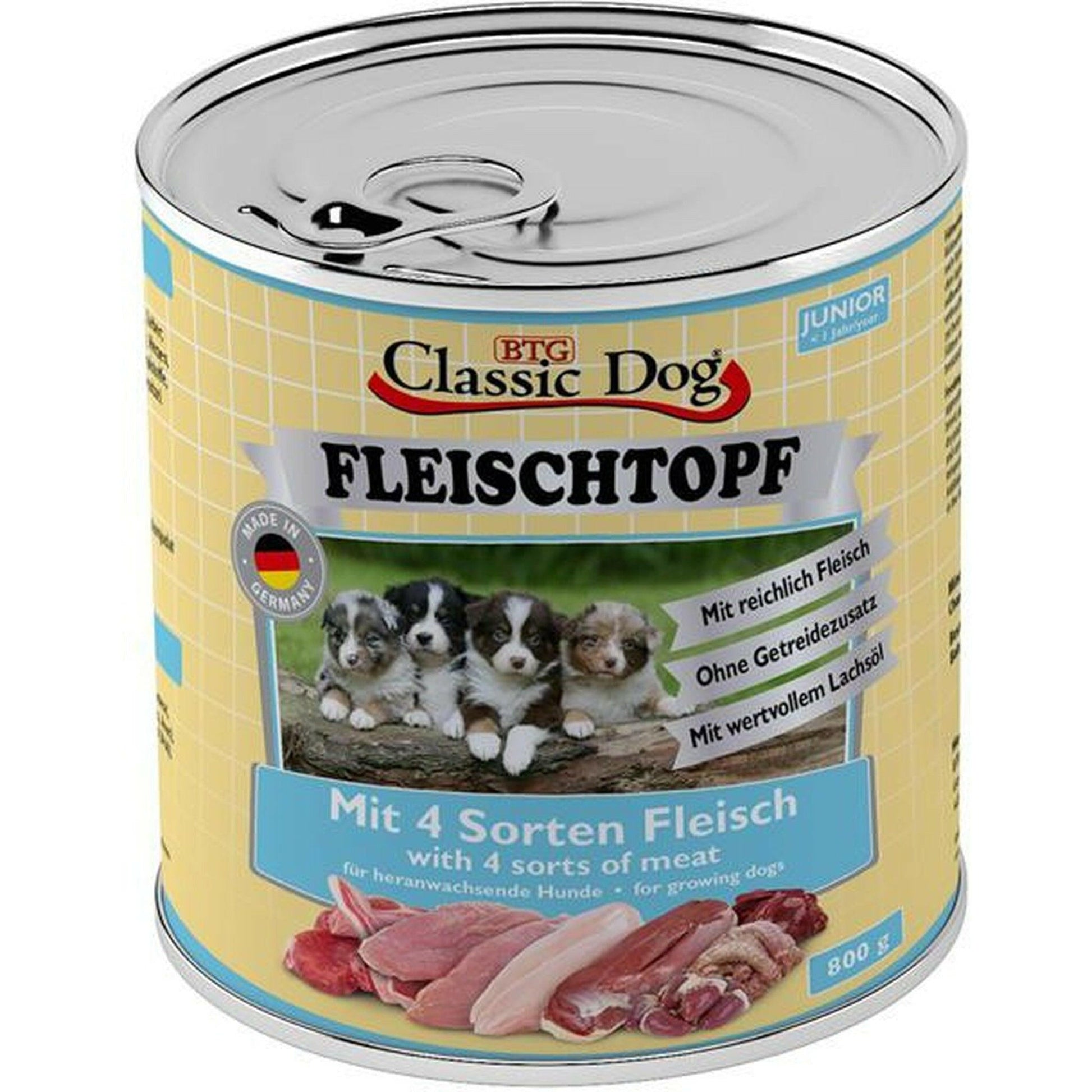 Classic Dog Dose Fleischtopf Junior Mit 4 Sorten Fleisch 6x800g