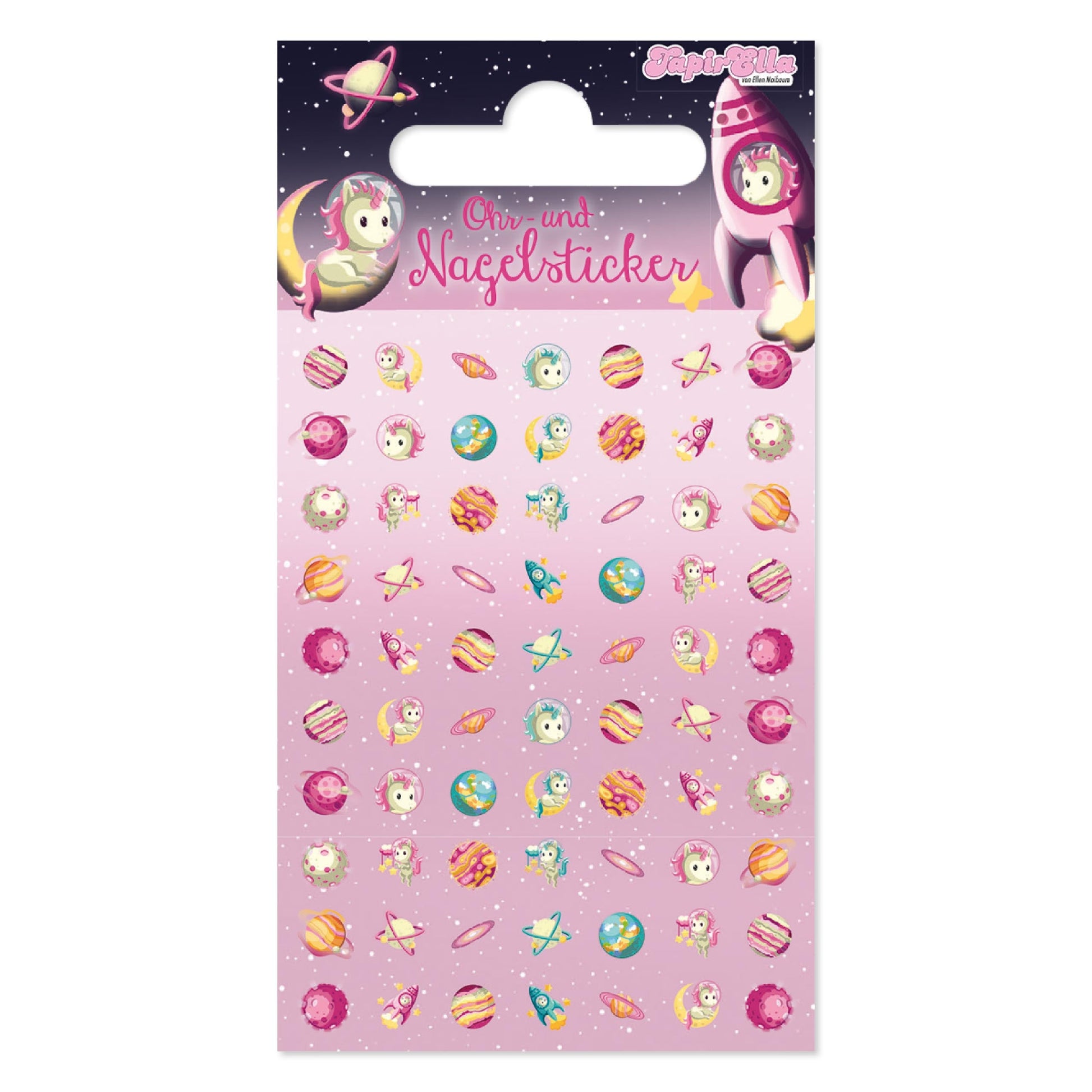 Ohr- und Nagelsticker Space Einhorn