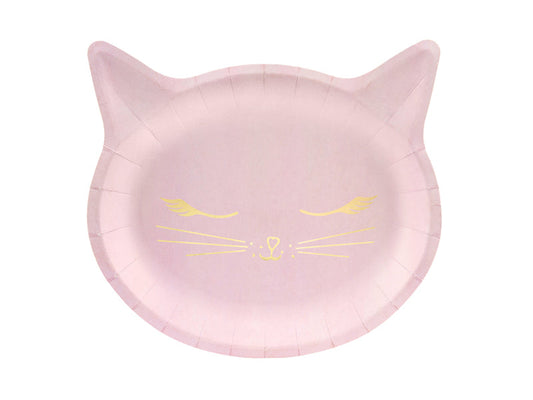 Sleepy Cat Pappteller (rosa/gold)