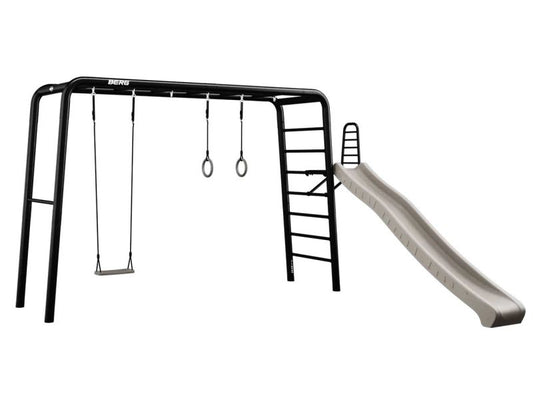 BERG PlayBase Large TL Black »Play-Set« inkl. Schaukelsitz, Turnringen und Rutsche