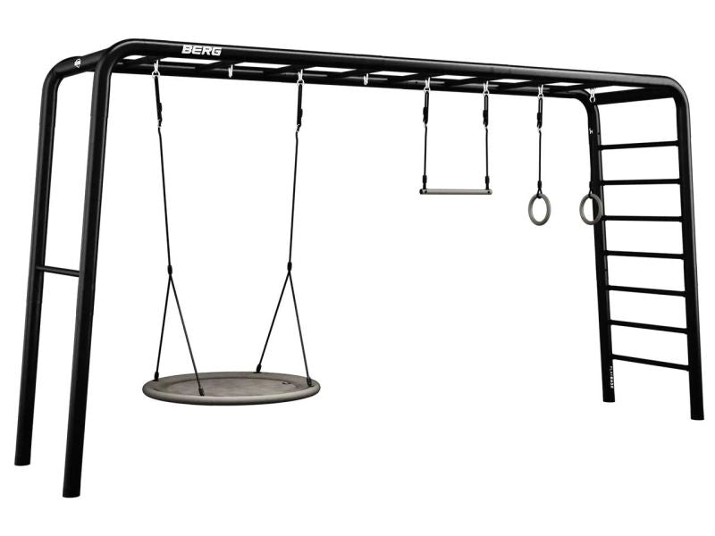 BERG PlayBase Extra Large TL Black »Family-Set« inkl. Nestschaukel, Trapez und Turnringen