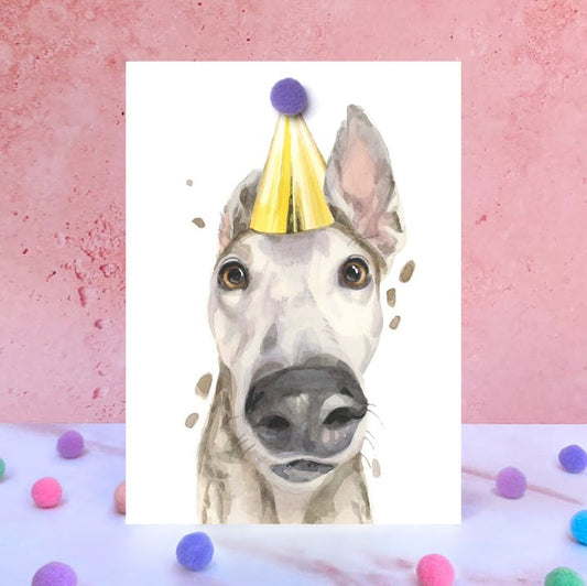 Karte Greyhound, Partyhut m. Pom Pom