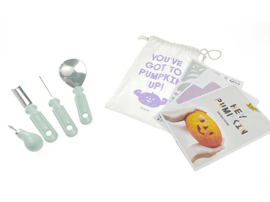 Folia Kürbis-Schnitz-Set, inkl. 4 Tools, Vorlagen und Aufbewahrungsbeutel