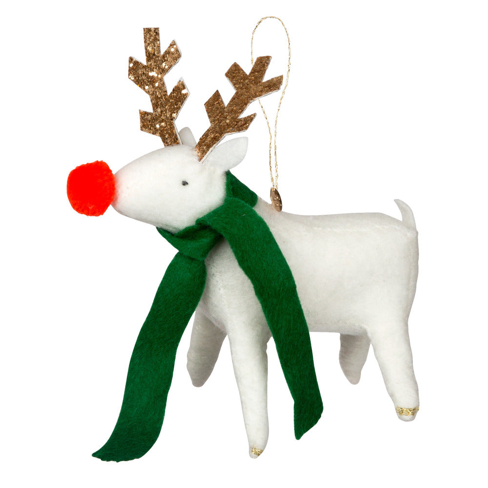 Rentier weiss Baumschmuckfigur