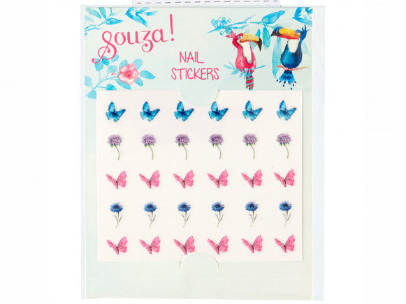 Nagelsticker Blumen/ Schmetterlinge (Souza)