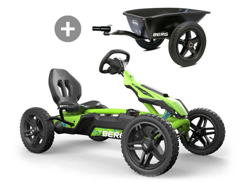 BERG Rally DRT Green 2.0 Pedal-Gokart mit Anhänger