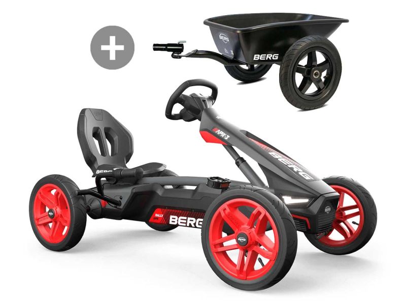 BERG Rally APX Red 2.0 Pedal-Gokart, 3-Gang-Schaltung mit Anhänger