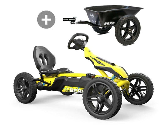 BERG Rally DRT Yellow 2.0 Pedal-Gokart, 3-Gang-Schaltung mit Anhänger