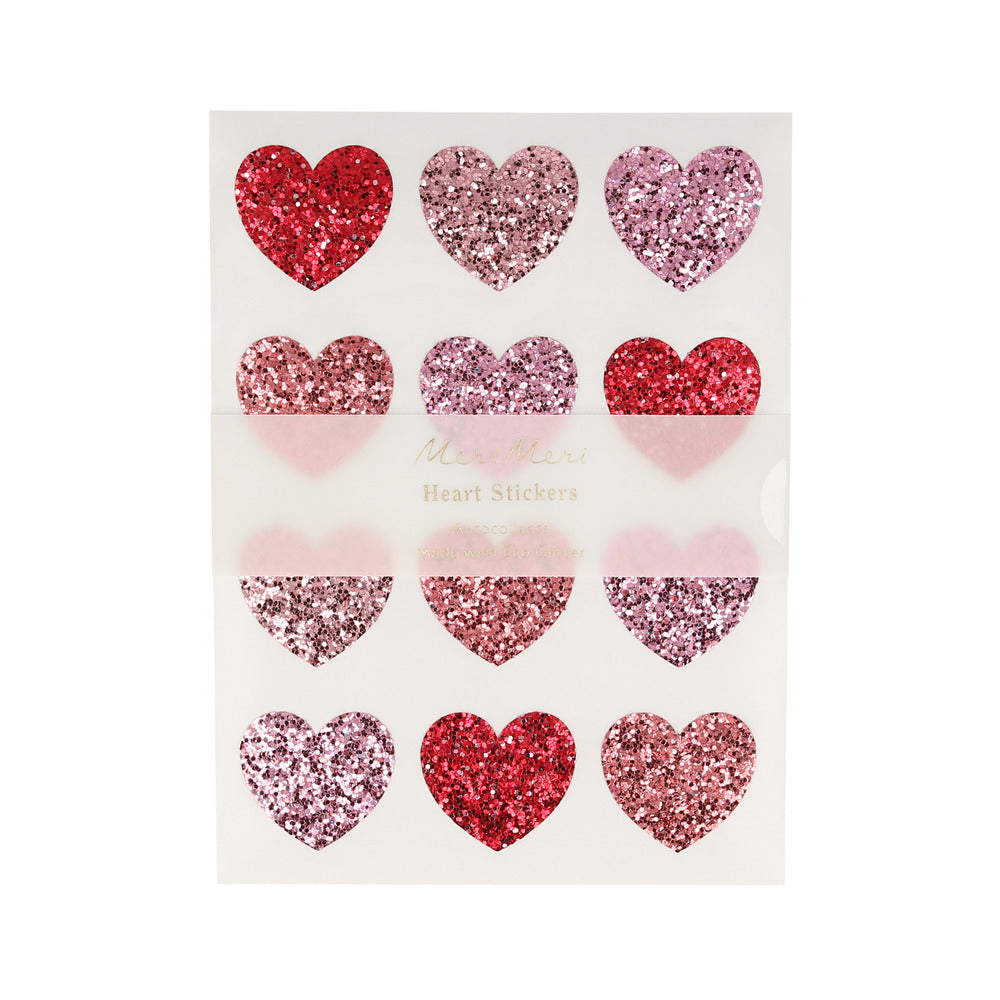 Herz Glitzersticker rot/pink