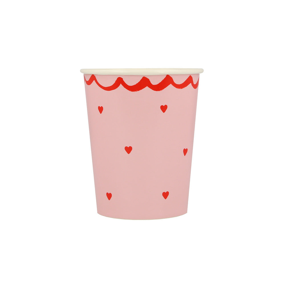 Herz Pappbecher rot/rosa