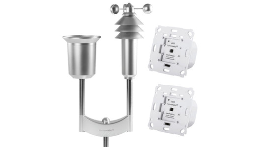 Homematic IP Smart Home Set Wetterschutz mit 2x Rollladenaktor und Wettersensor Plus