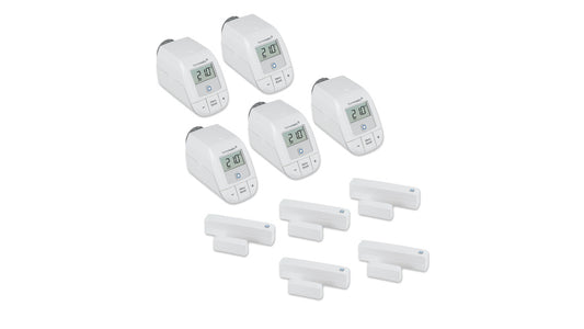Homematic IP 5er-Set Smart Home Heizen - Heizkörperthermostat und Fenster- und Türkontakt