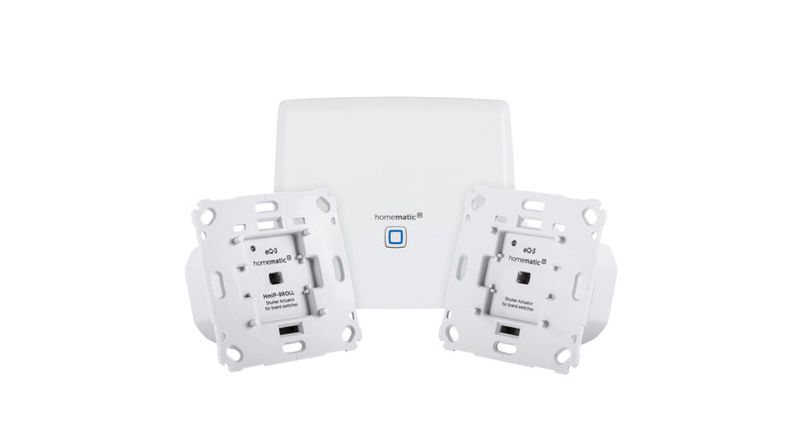 Homematic IP Set mit Smart Home Zentrale CCU3 und 2x Rollladenaktor für Markenschalter