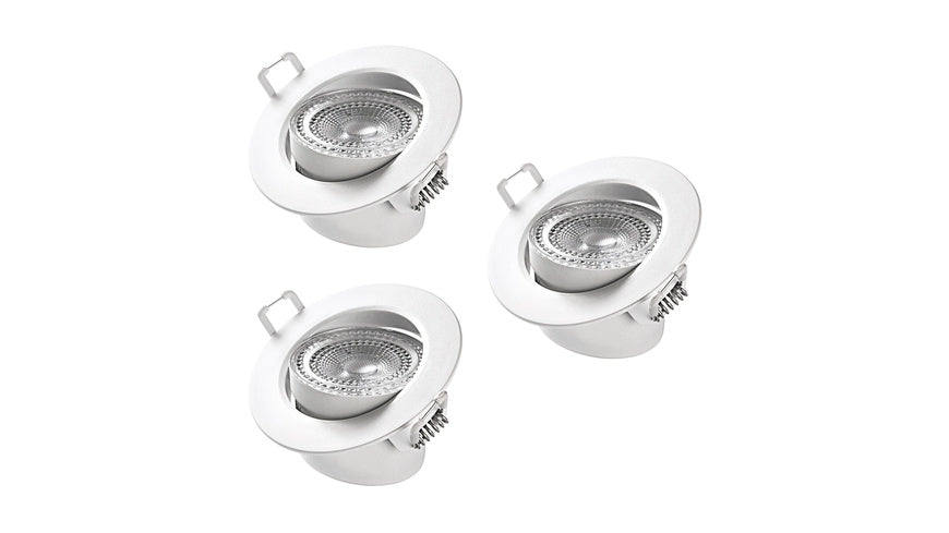 HEITRONIC 3er-Spar-Set 5,5-W-LED-Einbaustrahler DL7002, austauschbare Farbringe, schwenkbar, IP44
