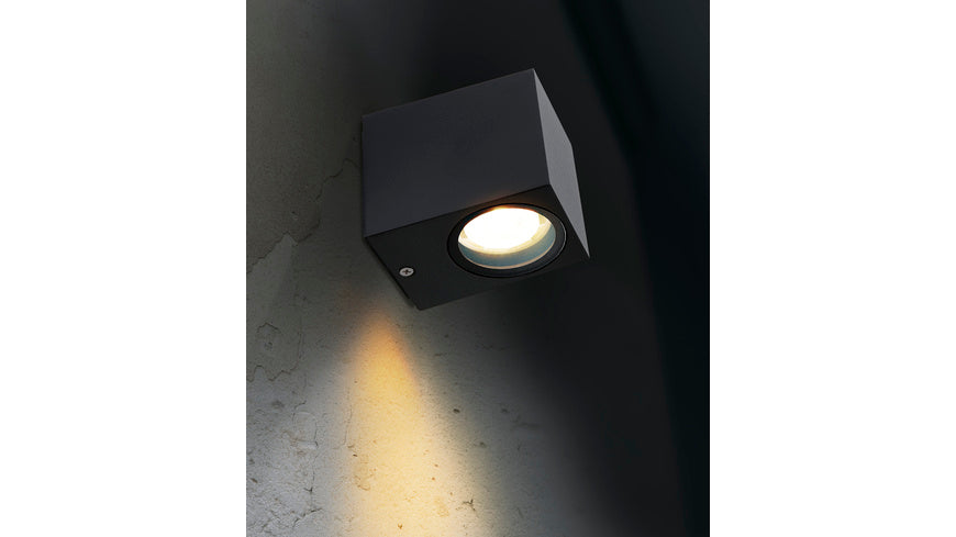 HEITRONIC Wandleuchte Abajo mit GU10-Fassung, eckig, IP44, anthrazit