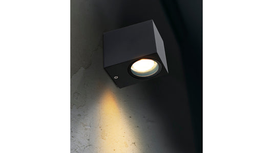 HEITRONIC Wandleuchte Abajo mit GU10-Fassung, eckig, IP44, anthrazit