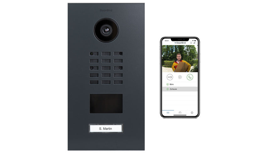 DoorBird Smart Home IP Video Türstation D2101V, Edelstahl, pulverbeschichtet in RAL 7016