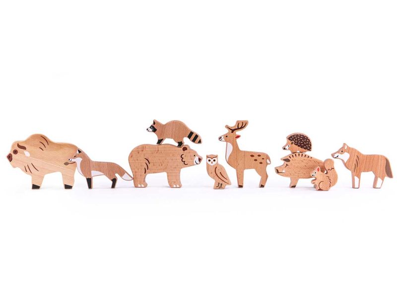 Bajo »Tiere des Waldes« Holztier-Set, 10-tlg.
