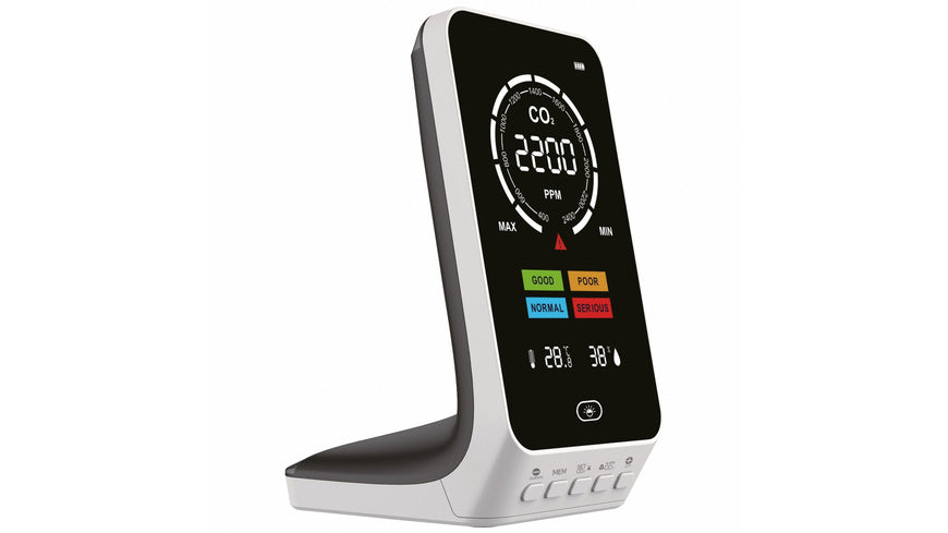 TFA CO2-Messgerät / CO2-Anzeige AirControl UP, Kohlendioxid, Ampel-Anzeige, Dual-Beam, Akku, weiß