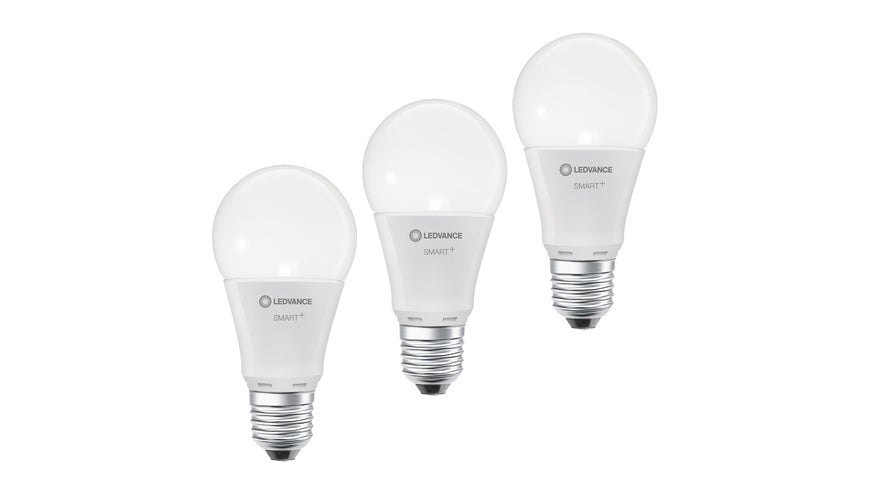 LEDVANCE 3er-Set SMART+ WiFi 9,5-W-LED-Lampe A75, E27, 1055 lm, warmweiß, 2700 K, dimmbar, App