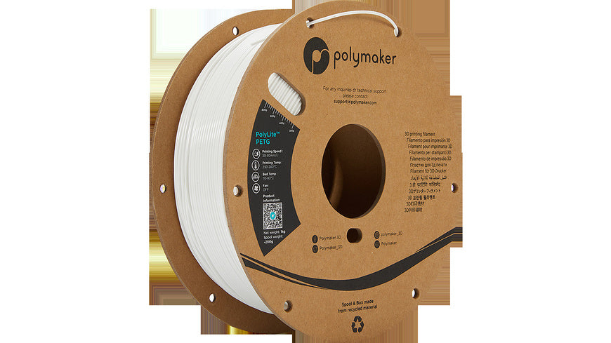 Polymaker PETG-Filament PolyLite, weiß, 1,75 mm, 1 kg