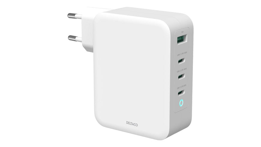Deltaco 4-fach USB-C/A-Schnell-Ladegerät USBC-GAN04, mit bis zu 130 W mit Power Delivery