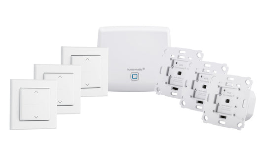 Homematic IP Set Beschattung Plus mit Access Point, 3x Rollladenaktor, 3x Tasterwippe