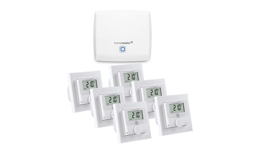 Homematic IP Set Raumklima mit Access Point, 6x Wandthermostat mit Schaltausgang 230 V
