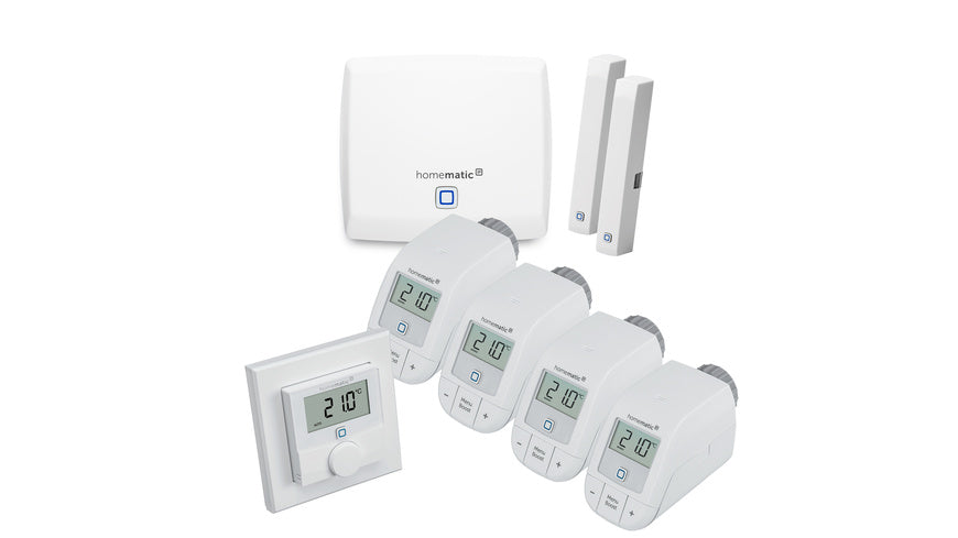 Homematic IP Set Raumklima mit Access Point, 1x Wandthermostat, 2x Fensterkontakt, 4x Heizkörperthermostat