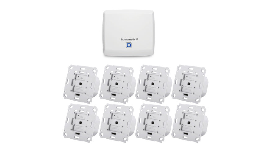 Homematic IP Set Beschattung mit Access Point, 8x Rollladenaktor für Markenschalter