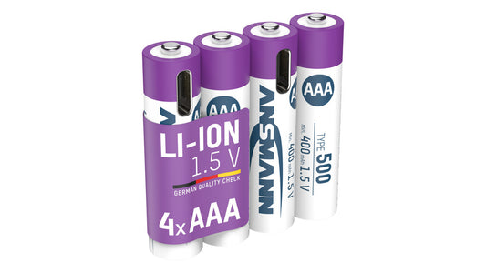 Ansmann Li-Ion Akku Micro/AAA, 4er-Set mit USB-C-Ladebuchse, 1,5 V, 400 mAh
