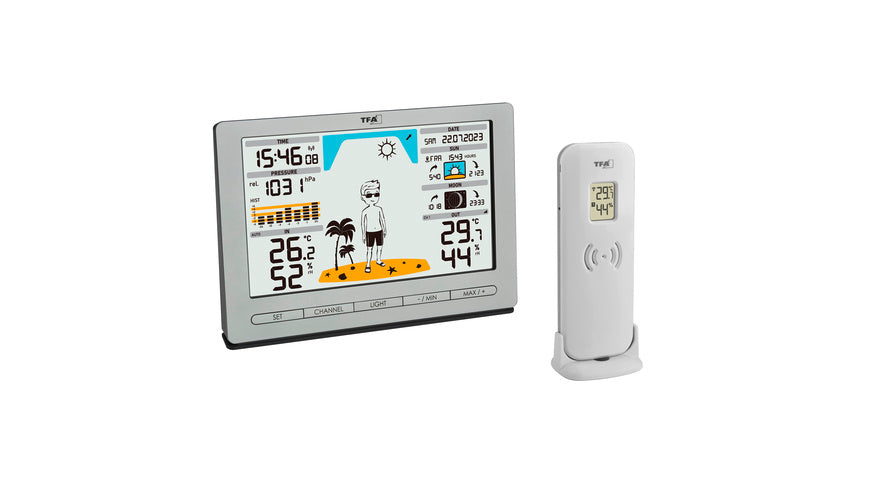 TFA Funk-Wetterstation METEO JACK mit Wettervorhersage-Funktion, Luftdruck, Funkuhr/Datum, 433 MHz