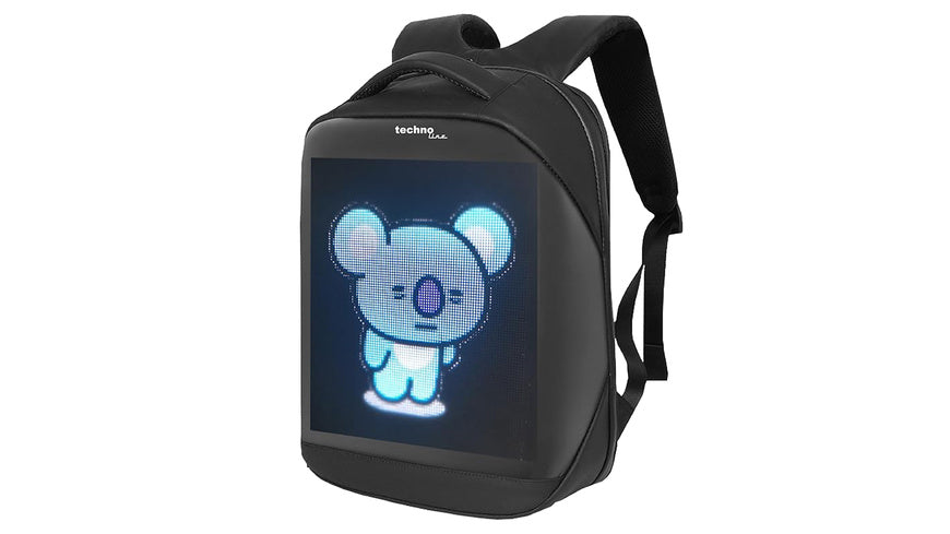 technoline LED-Rucksack mit programmierbarem Display, App, 21,5 Liter, wasserabweisend