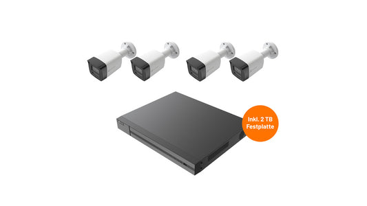 EZVIZ Smart Home Kamerasystem, lokale Datenspeicherung, 4 Kameras, 2-TB-Festplatte