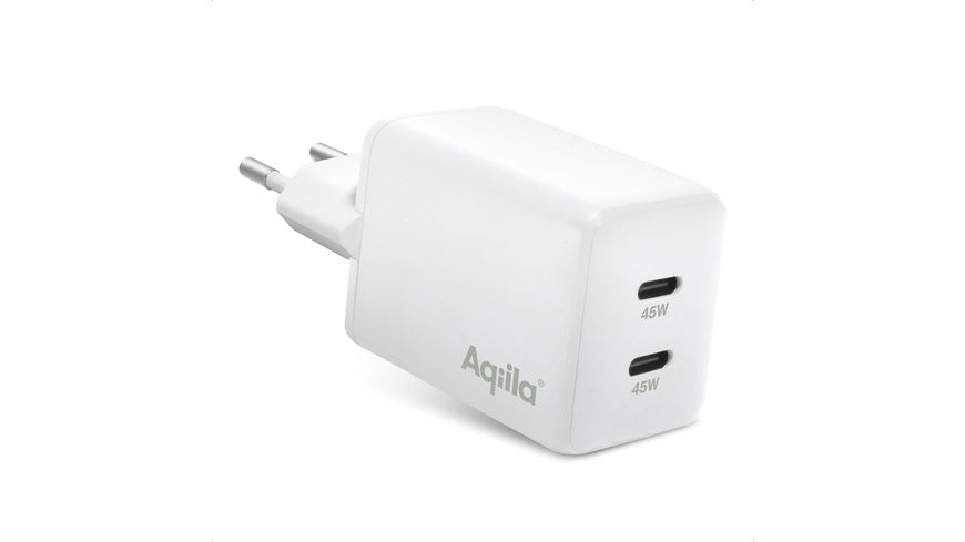 Aqiila Chargebird W2 Ladeadapter, 45W, 2x USB-C, Weiß