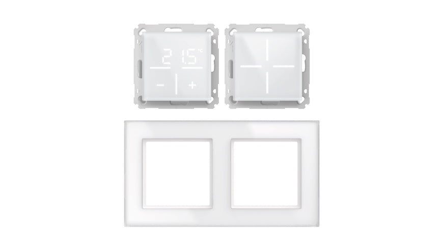 Homematic IP Smart Home Set Glastaster + Glas-Thermostat mit CO2-Sensor + Glasrahmen, weiß, 1x WGS, 1x WGTC, 1x GF2