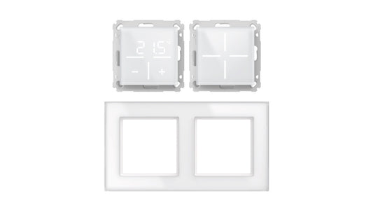 Homematic IP Smart Home Set Glastaster + Glas-Thermostat mit CO2-Sensor + Glasrahmen, weiß, 1x WGS, 1x WGTC, 1x GF2