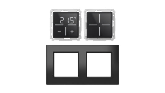 Homematic IP Smart Home Set Glastaster + Glas-Thermostat mit CO2-Sensor + Glasrahmen, schwarz , 1x WGS-A, 1x WGTC-A, 1x GF2-A